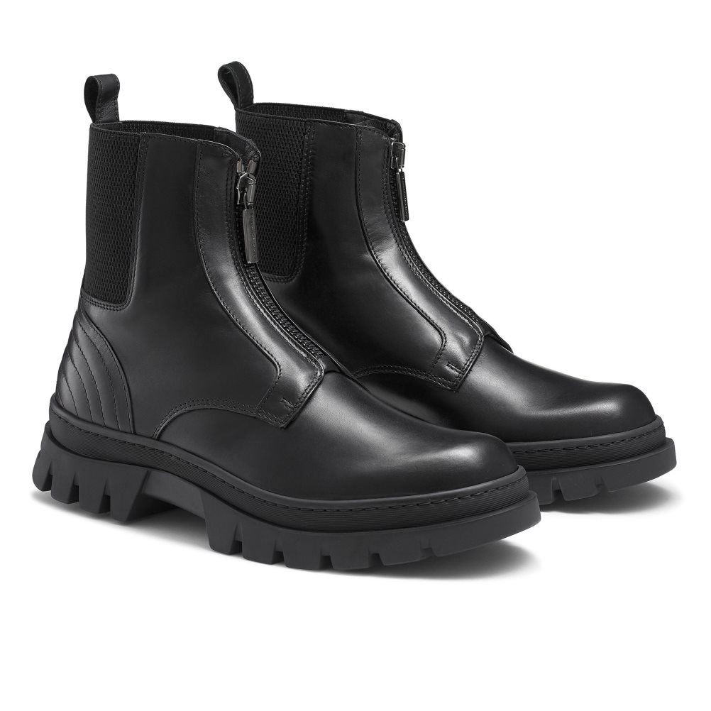 Black Russell & Bromley Zip Wire Dryleks Zip Up Men's Ankle Boots | PH-7-CYLW