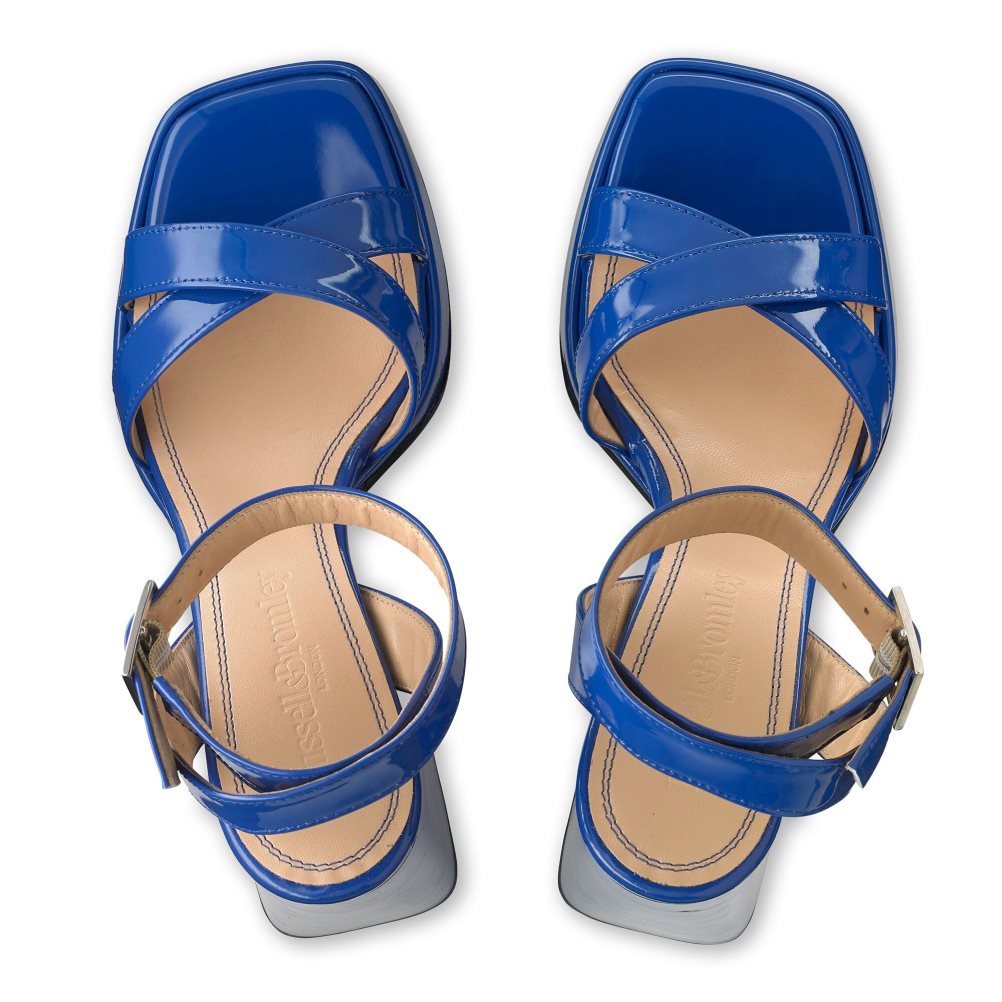 Blue Russell & Bromley Groovybaby Platform Women's Heels Sandals | PH-4-GUXV