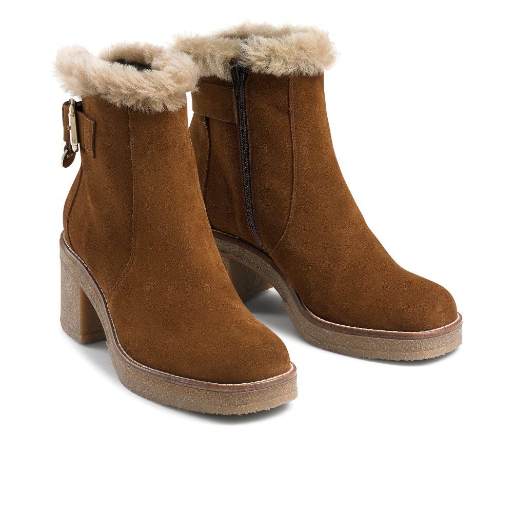 Brown Russell & Bromley Advent Block Women's Heeled Boots | PH-3-YWPS