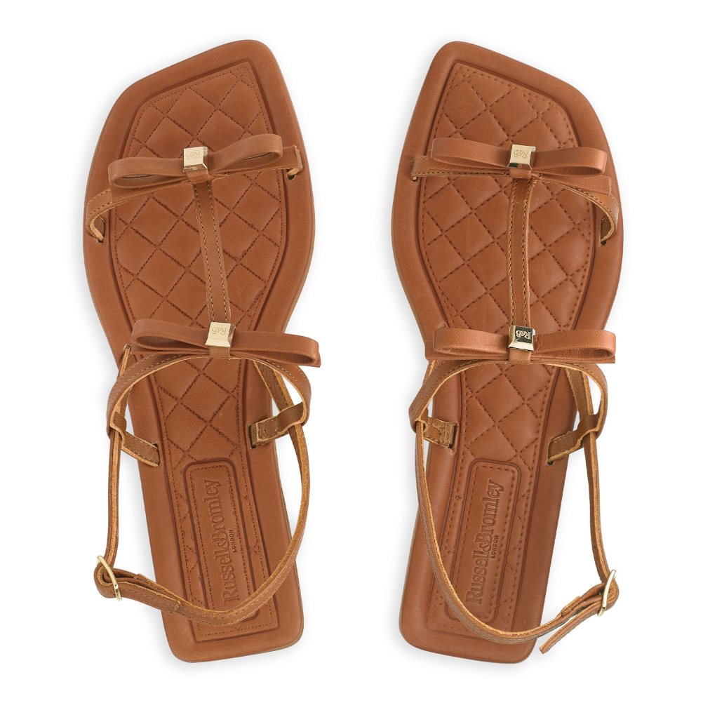 Brown Russell & Bromley Beau Beau Double Bow Women's Flat Sandals | PH-1-DEIP