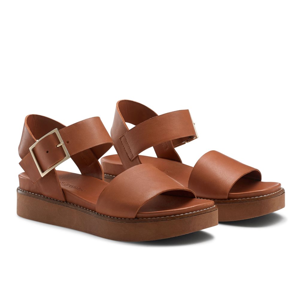 Brown Russell & Bromley Boston Sporty Women's Flat Sandals | PH-1-HOPB