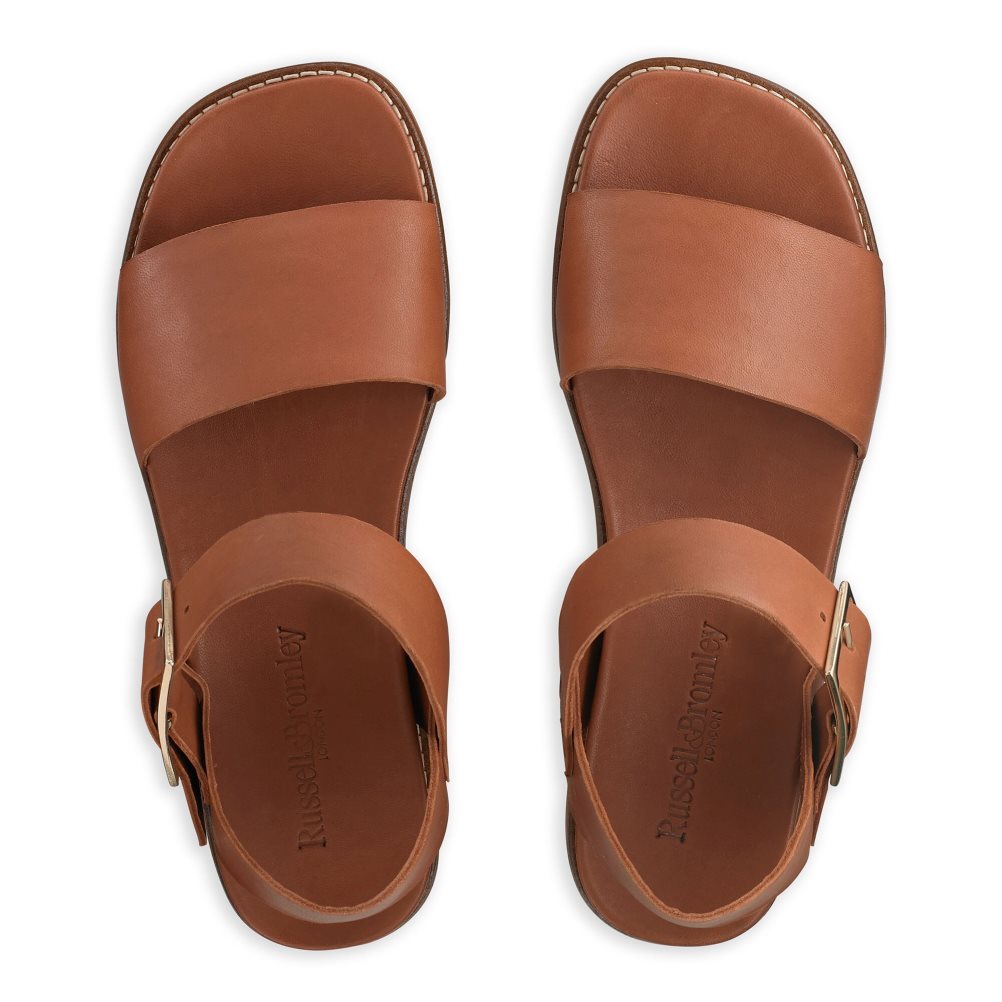 Brown Russell & Bromley Boston Sporty Women's Flat Sandals | PH-1-HOPB