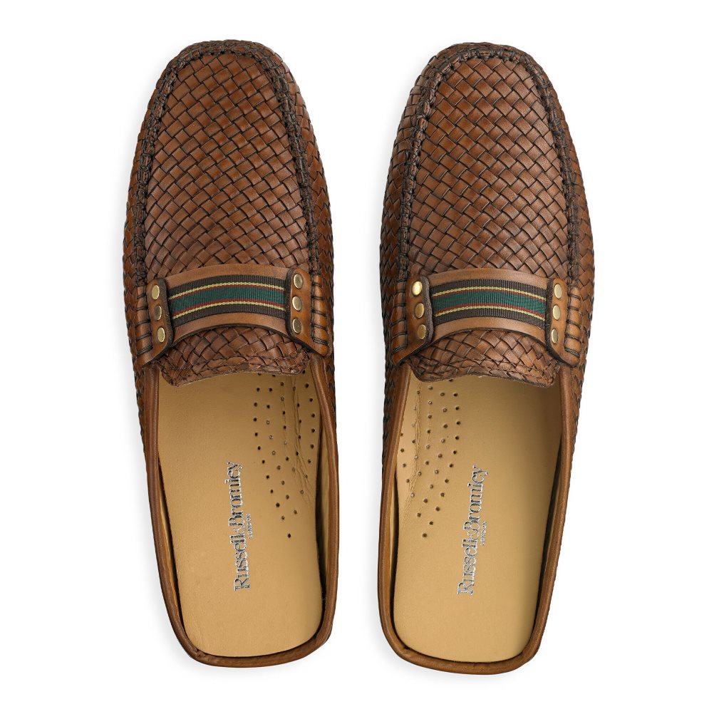 Brown Russell & Bromley Cabriolet Backless Men's Loafers | PH-5-OIVW