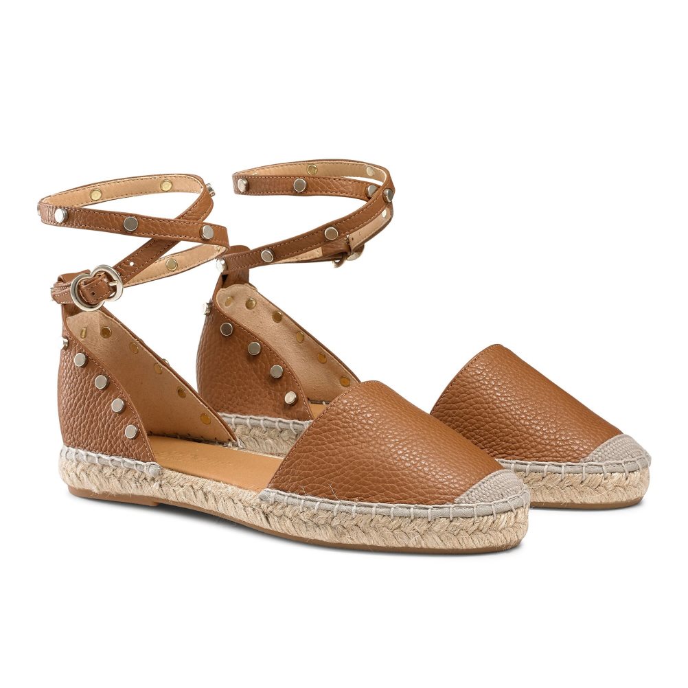 Brown Russell & Bromley Coin Wrap Ankle Wrap Women's Flat Sandals | PH-7-PWRI