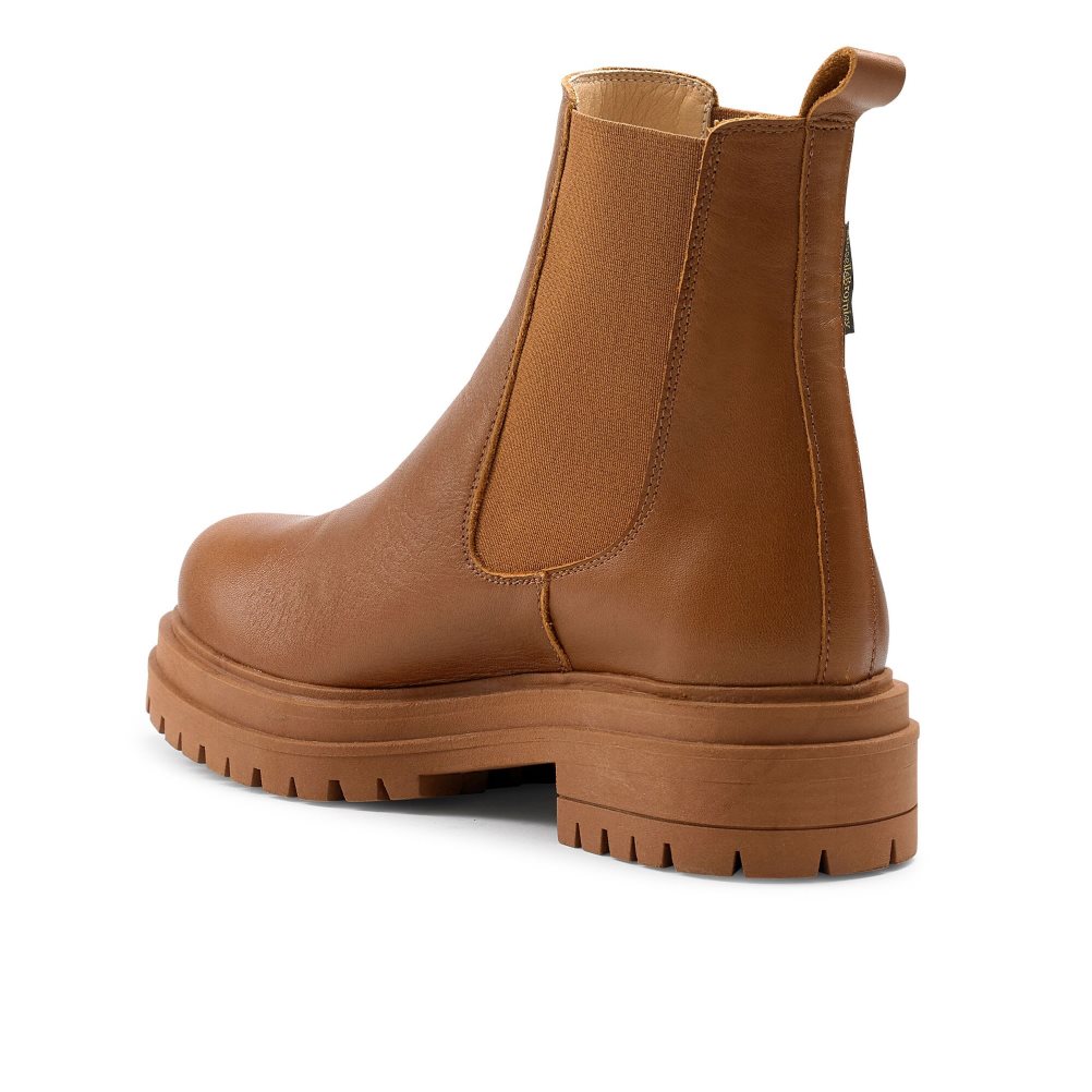 Brown Russell & Bromley Company Combat Women's Chelsea Boots | PH-5-FLCV