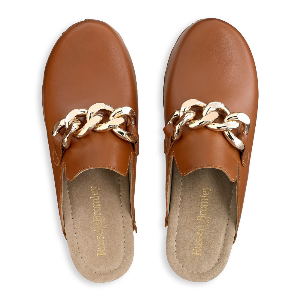 Brown Russell & Bromley Dellabosco Chain Closed Toe Women's Mules | PH-6-IEJD