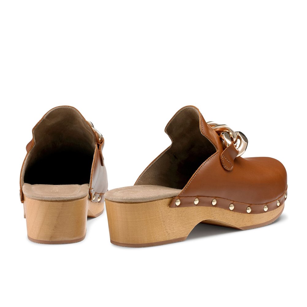 Brown Russell & Bromley Dellabosco Chain Closed Toe Women's Mules | PH-6-IEJD