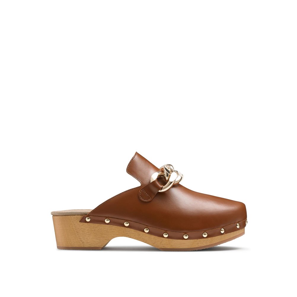 Brown Russell & Bromley Dellabosco Chain Closed Toe Women\'s Mules | PH-6-IEJD