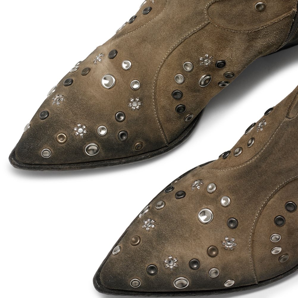 Brown Russell & Bromley Howdy Embellished Western Women's Ankle Boots | PH-5-UBNT