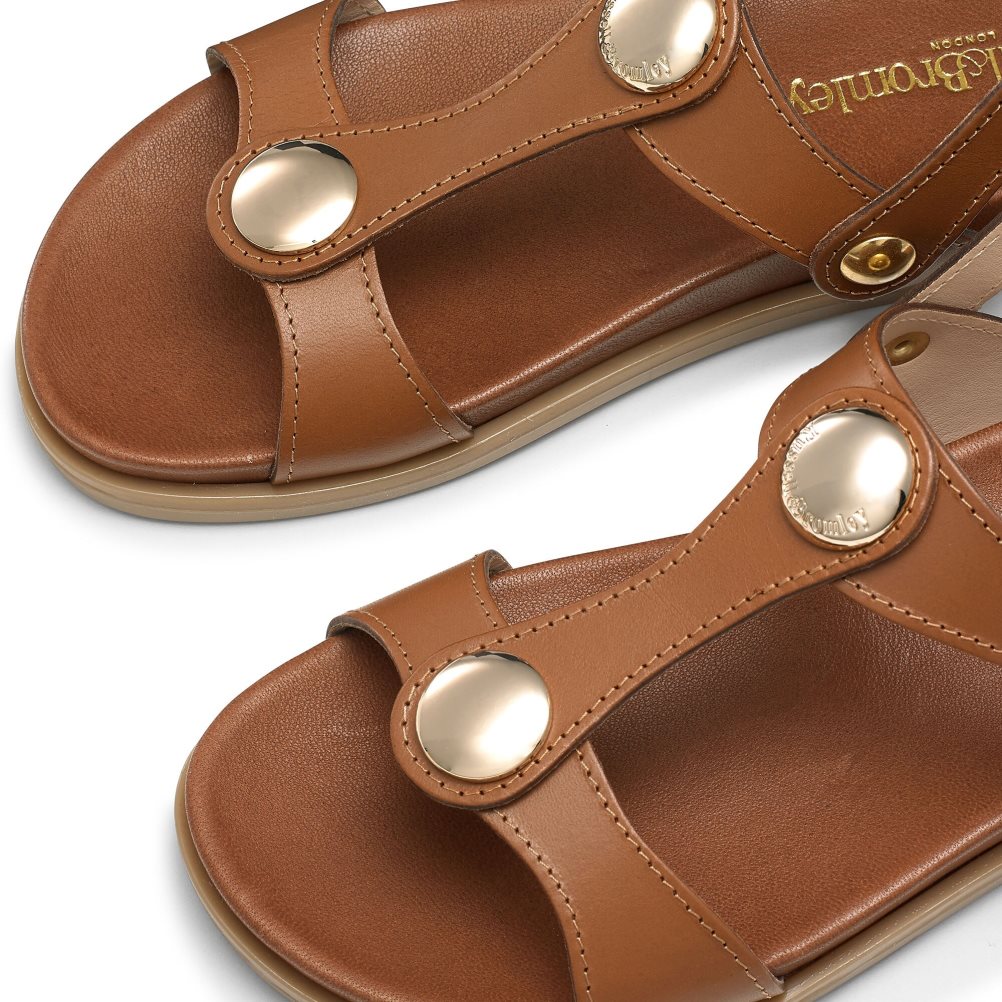 Brown Russell & Bromley Laura Disc Footbed Women's Flat Sandals | PH-9-EYLU