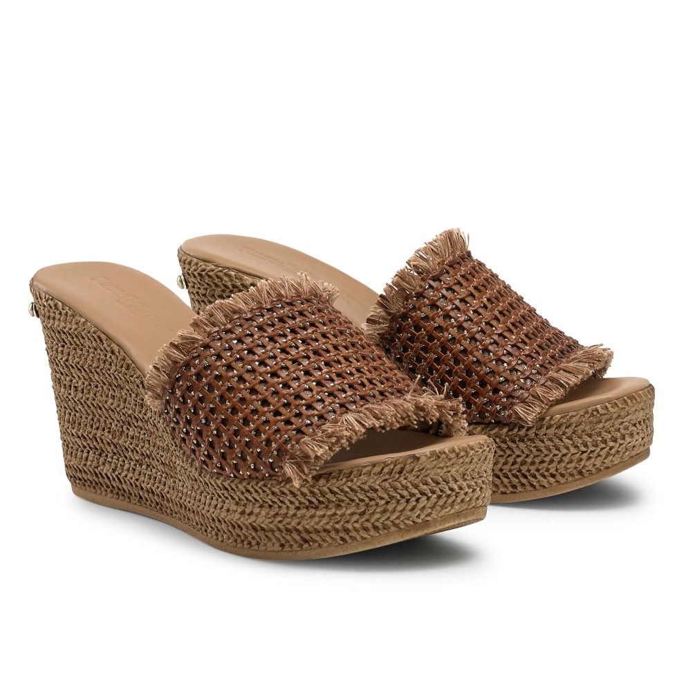 Brown Russell & Bromley Libertine Weave Women's Wedges | PH-8-RXBG