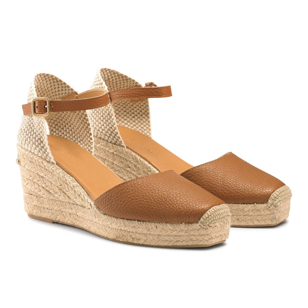 Brown Russell & Bromley Pineapple Square Toe Espadrille Women's Wedges | PH-8-MIDA