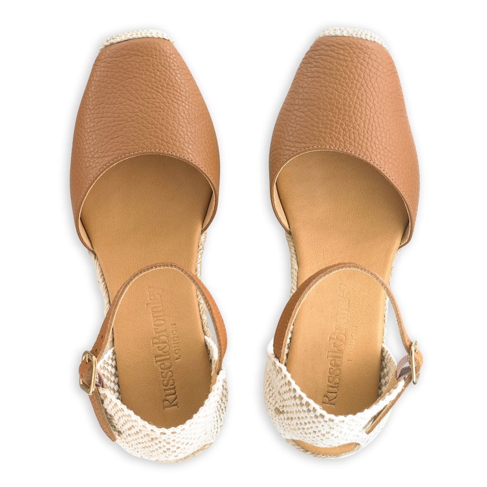 Brown Russell & Bromley Pineapple Square Toe Espadrille Women's Wedges | PH-8-MIDA