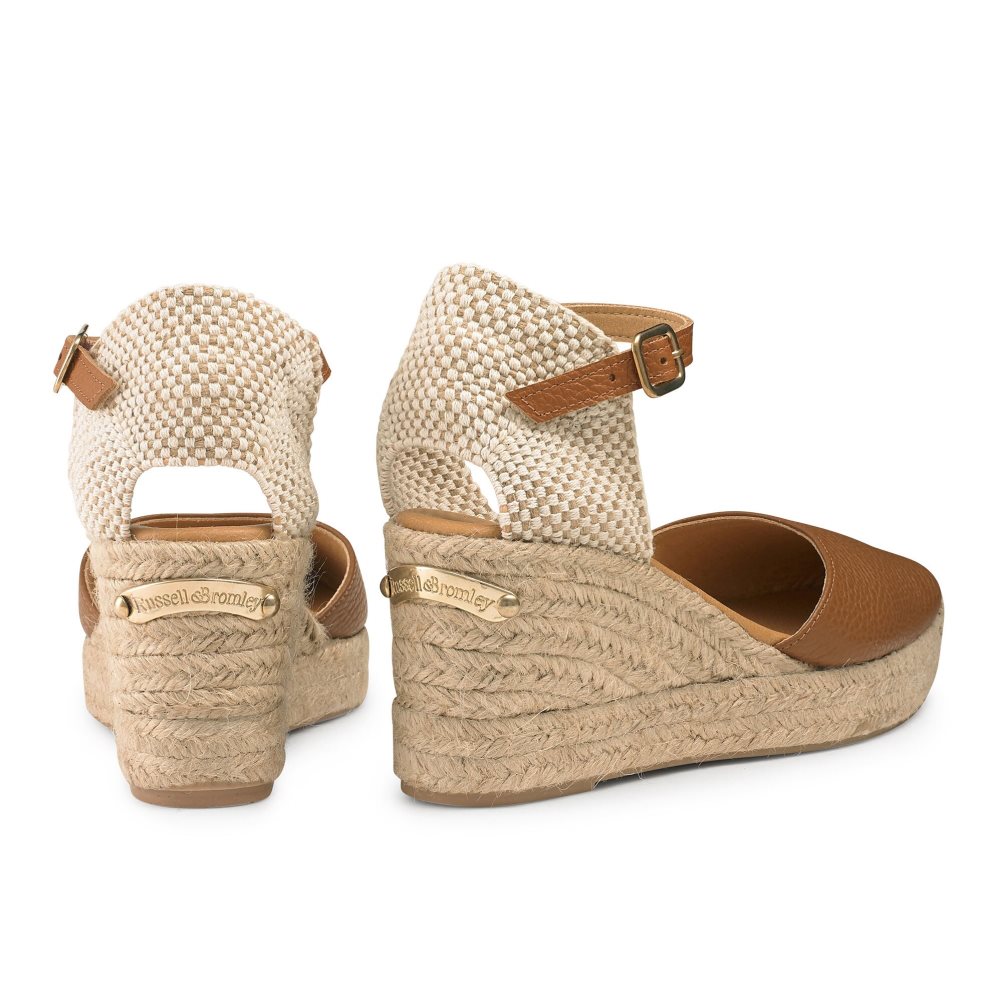 Brown Russell & Bromley Pineapple Square Toe Espadrille Women's Wedges | PH-8-MIDA