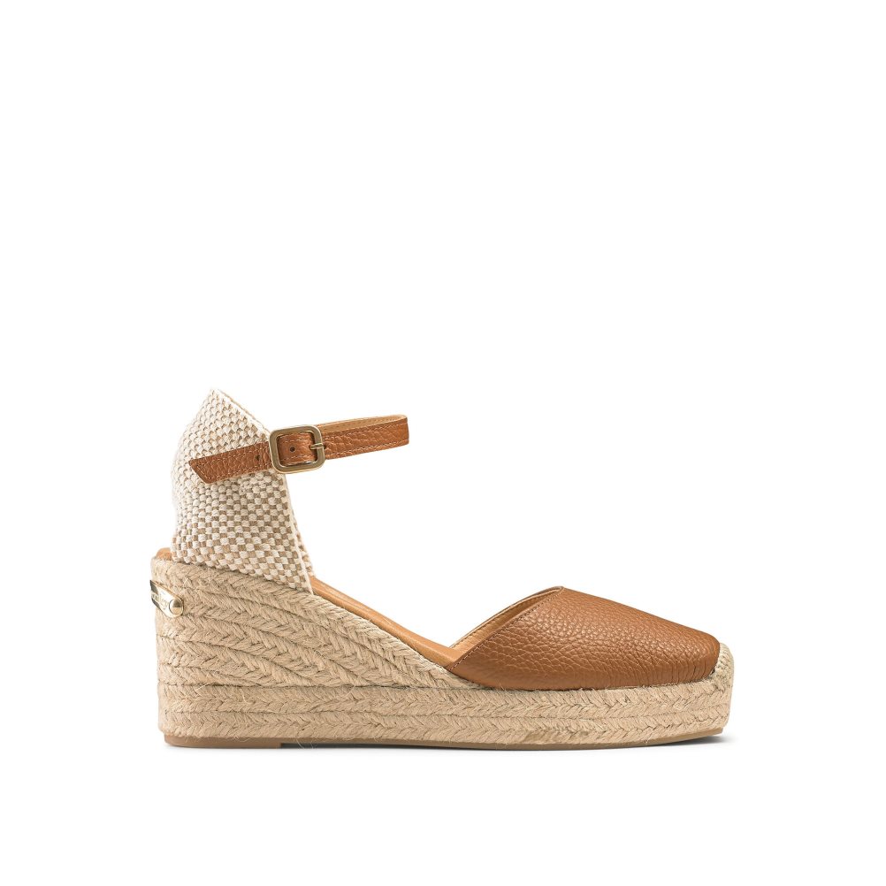 Brown Russell & Bromley Pineapple Square Toe Espadrille Women\'s Wedges | PH-8-MIDA