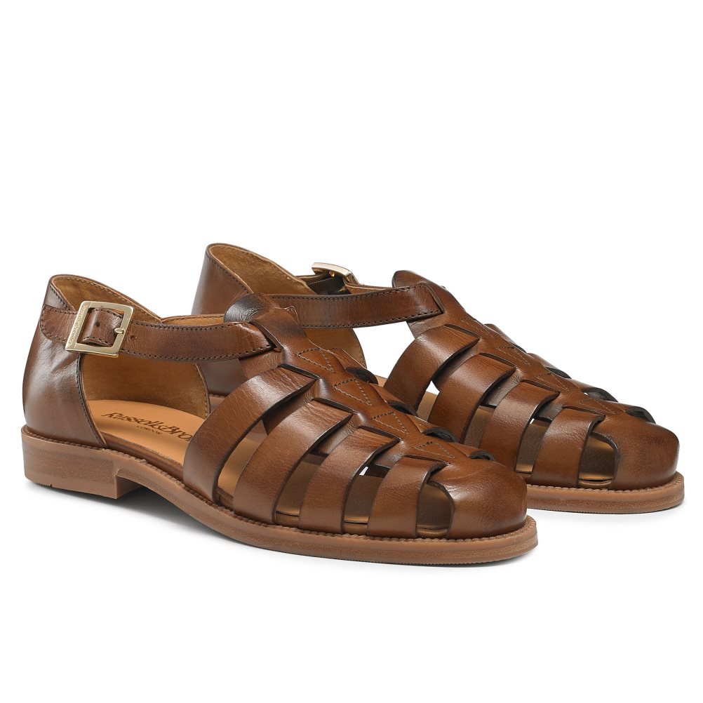 Brown Russell & Bromley Siracuse Fisherman Women's Flat Sandals | PH-9-WSKO