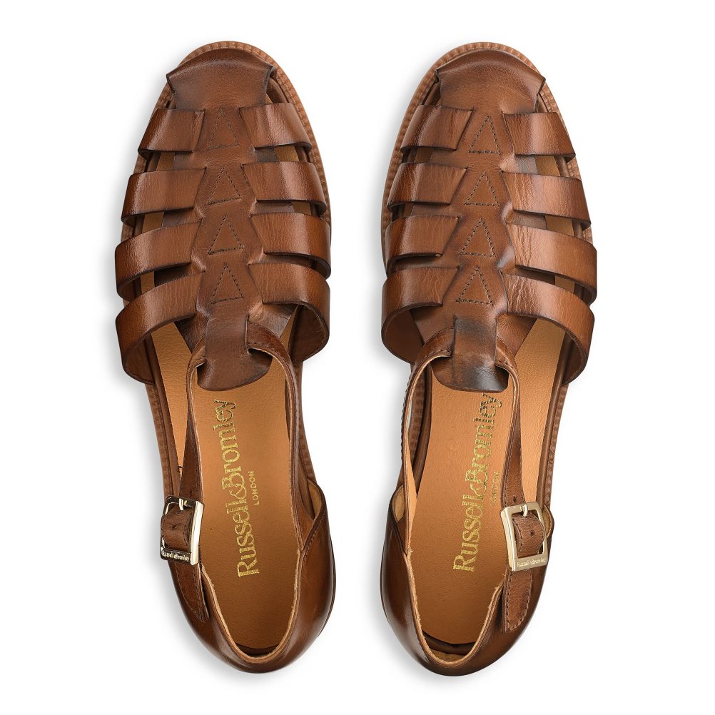 Brown Russell & Bromley Siracuse Fisherman Women's Flat Sandals | PH-9-WSKO