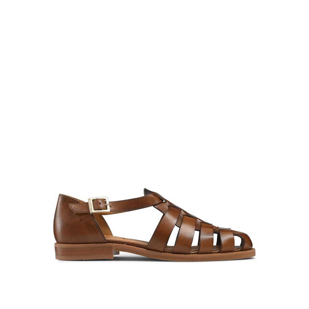 Brown Russell & Bromley Siracuse Fisherman Women\'s Flat Sandals | PH-9-WSKO