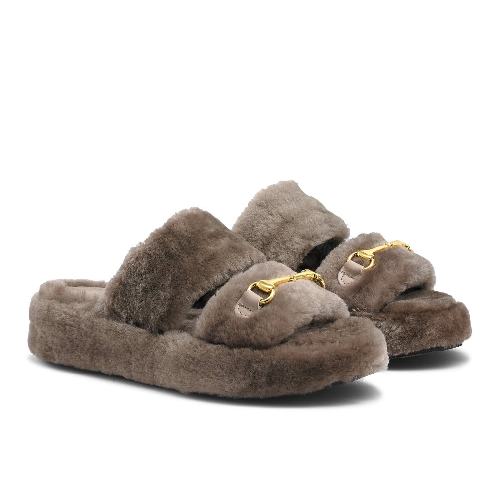 Brown Russell & Bromley Snuggle Open Women's Slippers | PH-4-GPIM