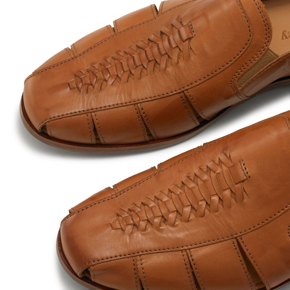 Brown Russell & Bromley Southend Weave Detail Slip On Men's Casual Shoes | PH-1-FUTI