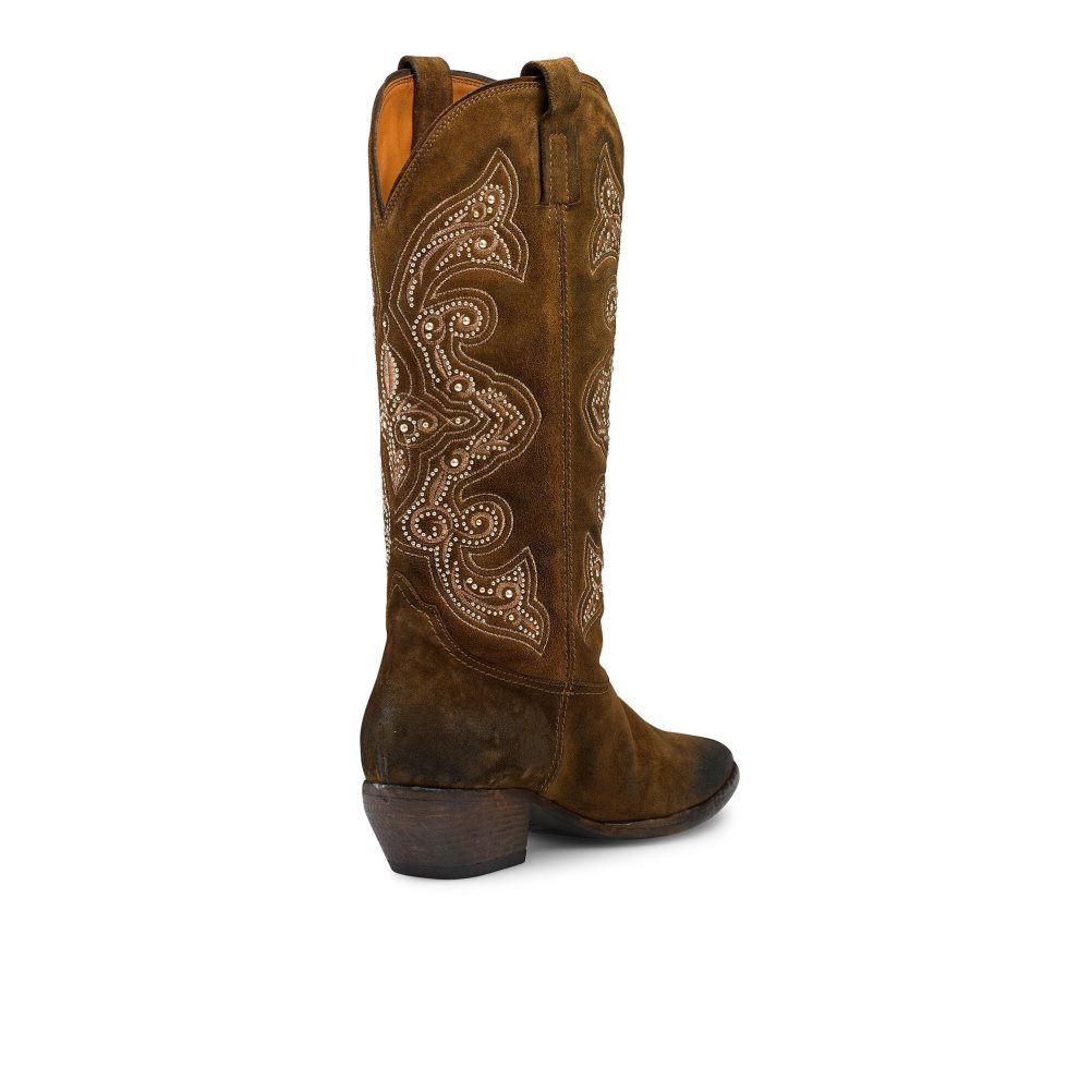 Brown Russell & Bromley Wildwest Embroidered Western Women's Knee-high Boots | PH-5-CDPQ