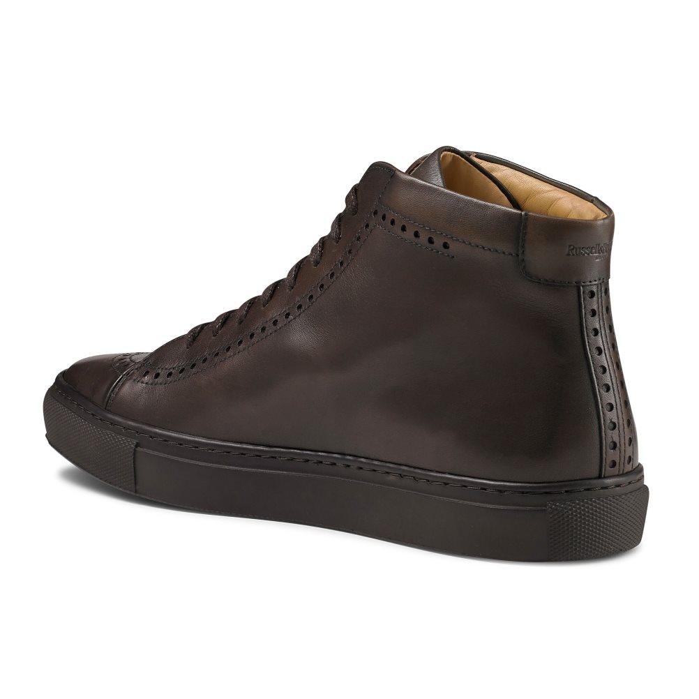 Chocolate Russell & Bromley Legend Luxury High-top Men's Trainers | PH-2-WVJO