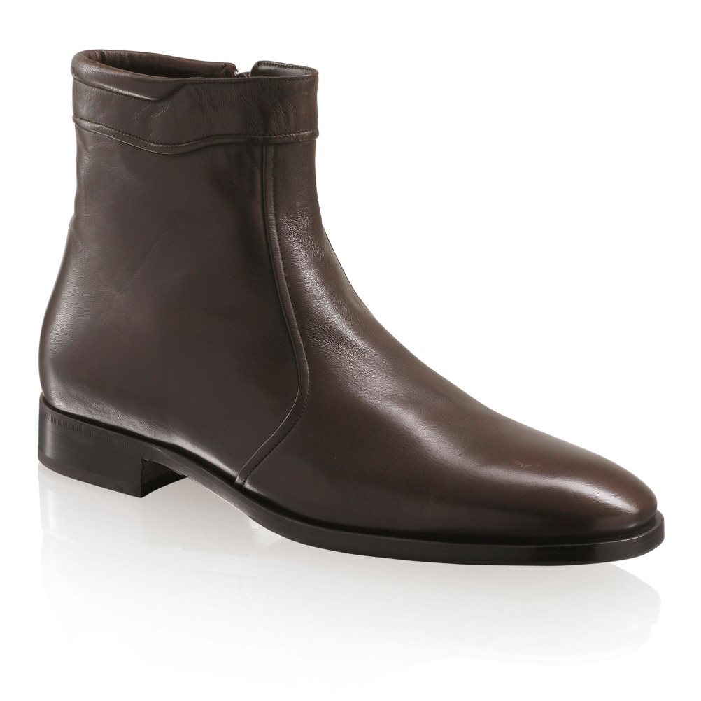 Chocolate Russell & Bromley Repeat Zip Men's Ankle Boots | PH-9-LNTU