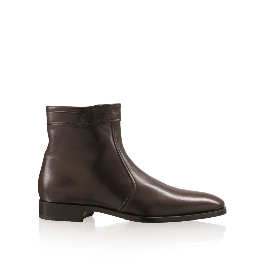 Chocolate Russell & Bromley Repeat Zip Men\'s Ankle Boots | PH-9-LNTU