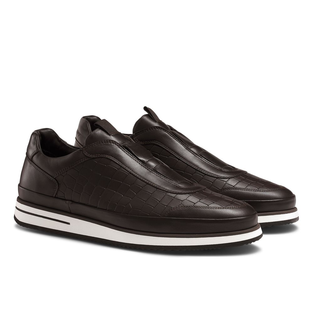 Chocolate Russell & Bromley San Giusto Oxford Laceless Men's Trainers | PH-0-IGHU