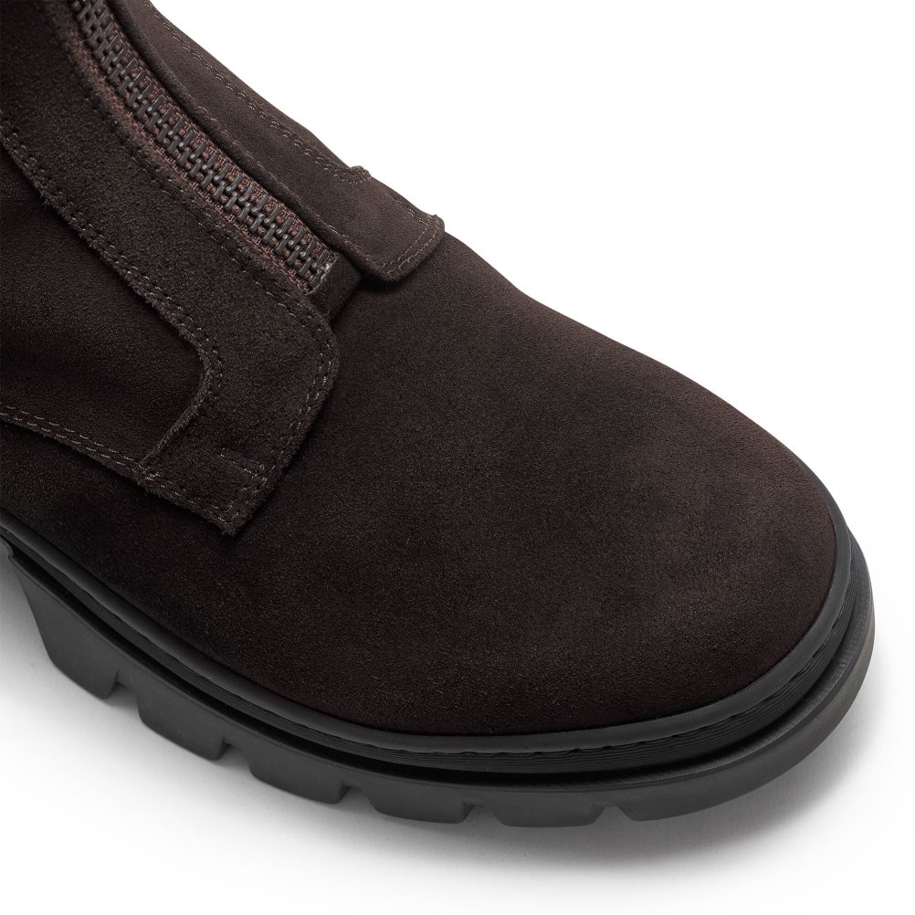 Chocolate Russell & Bromley Zip Wire Dryleks Zip Up Men's Ankle Boots | PH-8-LRSJ