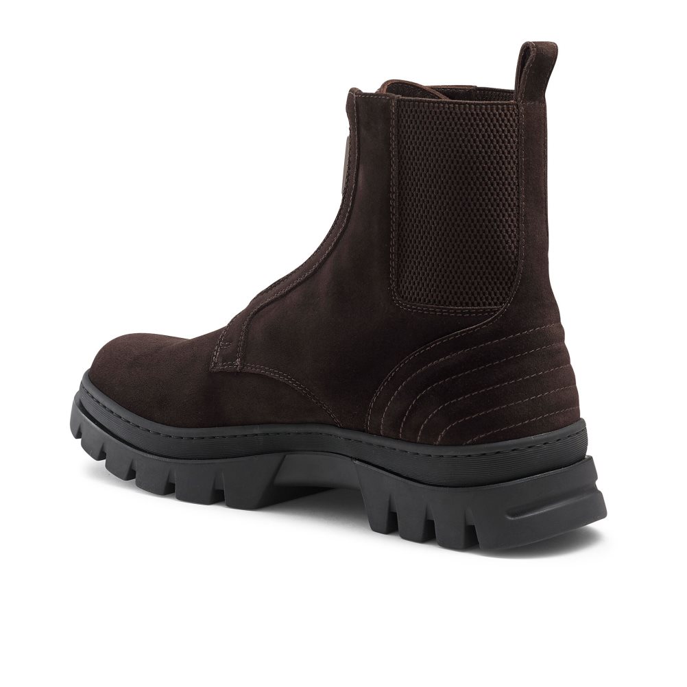 Chocolate Russell & Bromley Zip Wire Dryleks Zip Up Men's Ankle Boots | PH-8-LRSJ