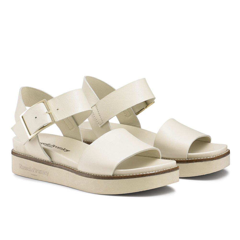 Cream Russell & Bromley Boston Sporty Women's Flat Sandals | PH-2-GRAE