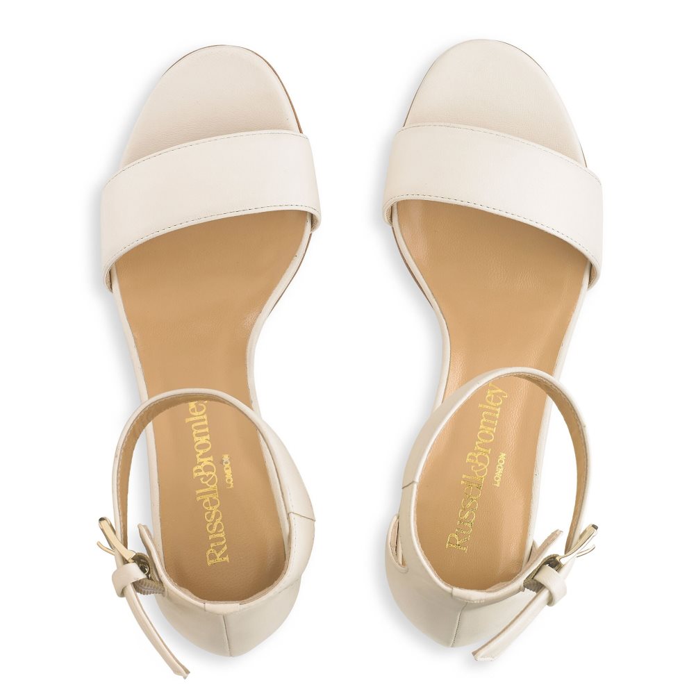 Cream Russell & Bromley Ittakestwo Block Women's Heels Sandals | PH-3-LQWZ