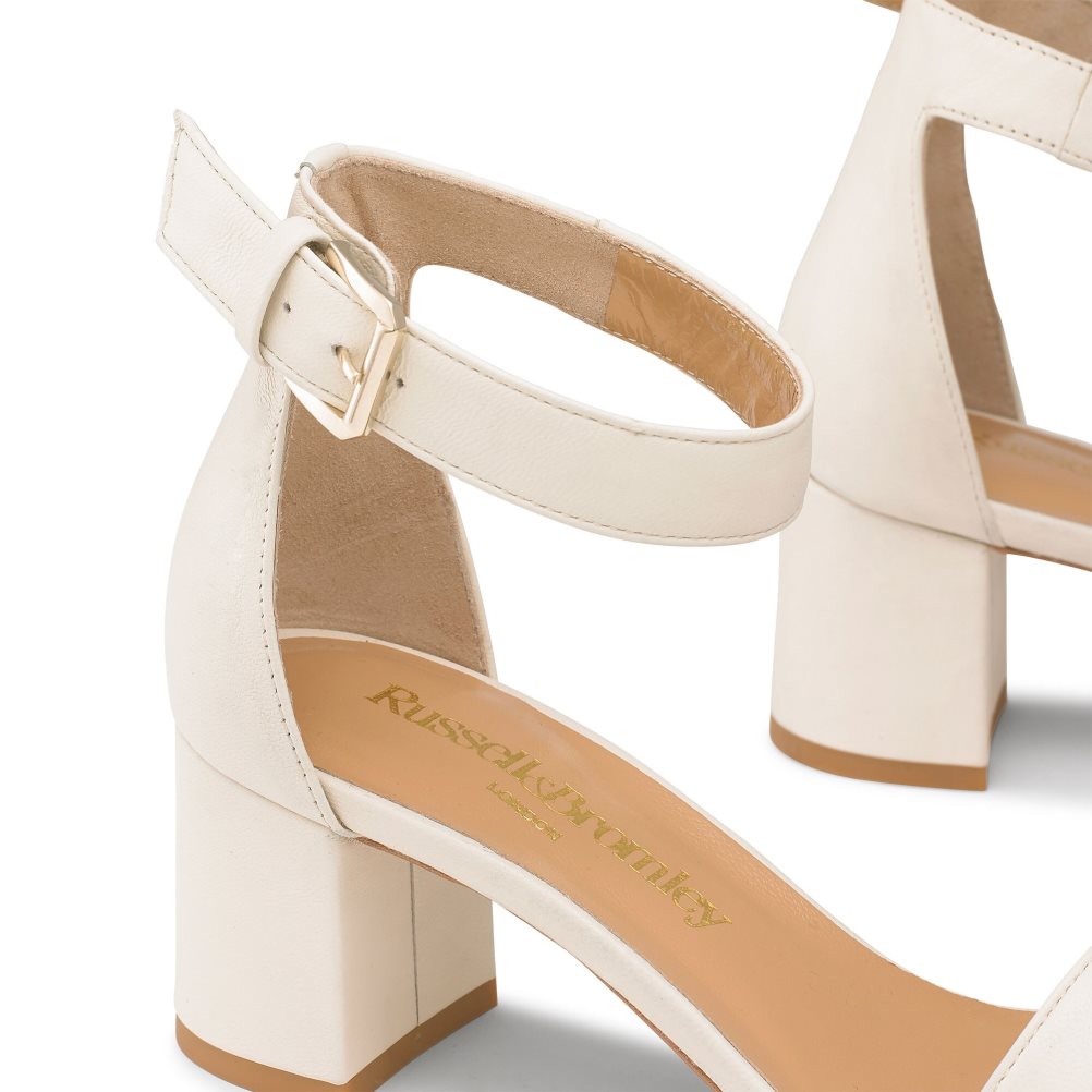 Cream Russell & Bromley Ittakestwo Block Women's Heels Sandals | PH-3-LQWZ