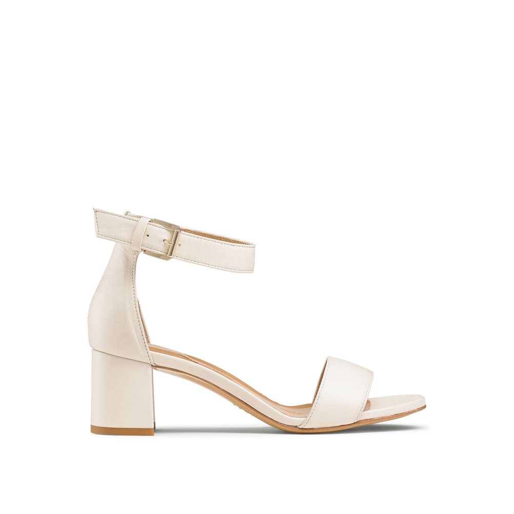 Cream Russell & Bromley Ittakestwo Block Women\'s Heels Sandals | PH-3-LQWZ