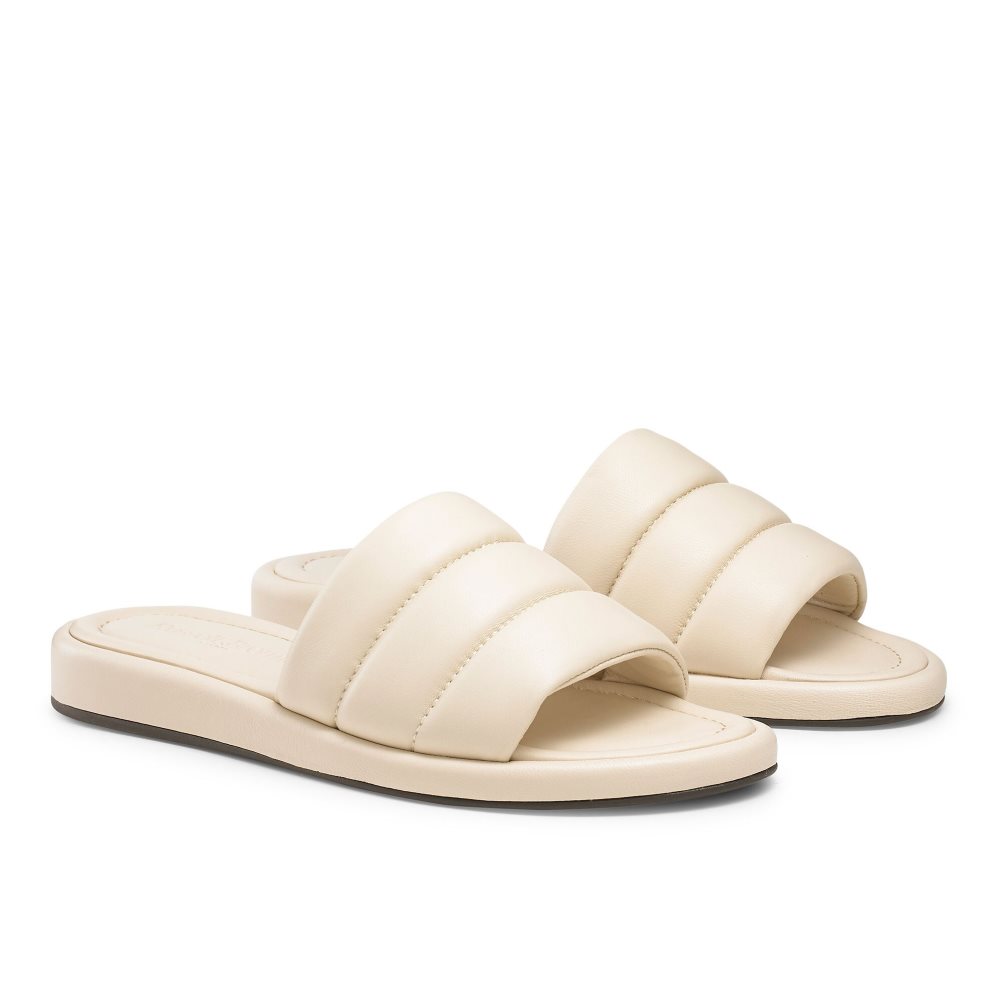 Cream Russell & Bromley Puffmule Puffy Women's Slippers | PH-9-OBLT