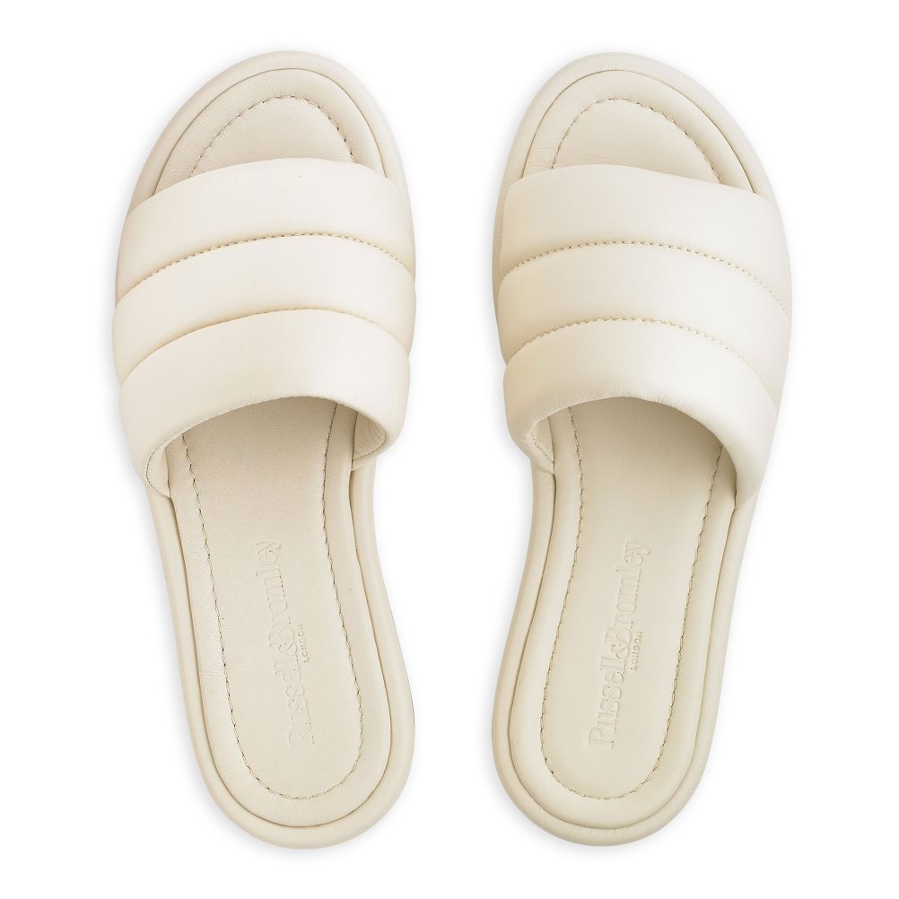 Cream Russell & Bromley Puffmule Puffy Women's Slippers | PH-9-OBLT