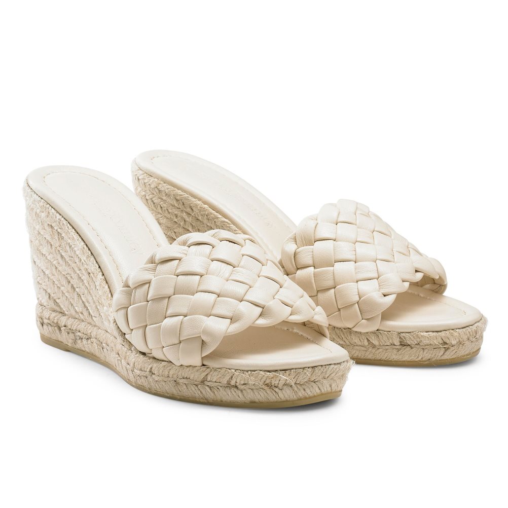 Cream Russell & Bromley Rhapsody Plaited Espadrille Women's Wedges | PH-9-URXP