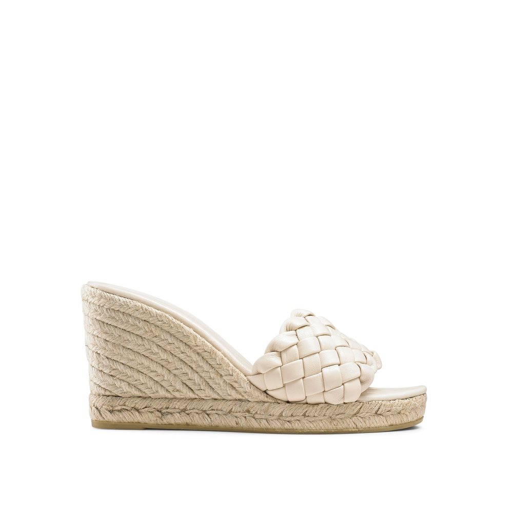 Cream Russell & Bromley Rhapsody Plaited Espadrille Women\'s Wedges | PH-9-URXP