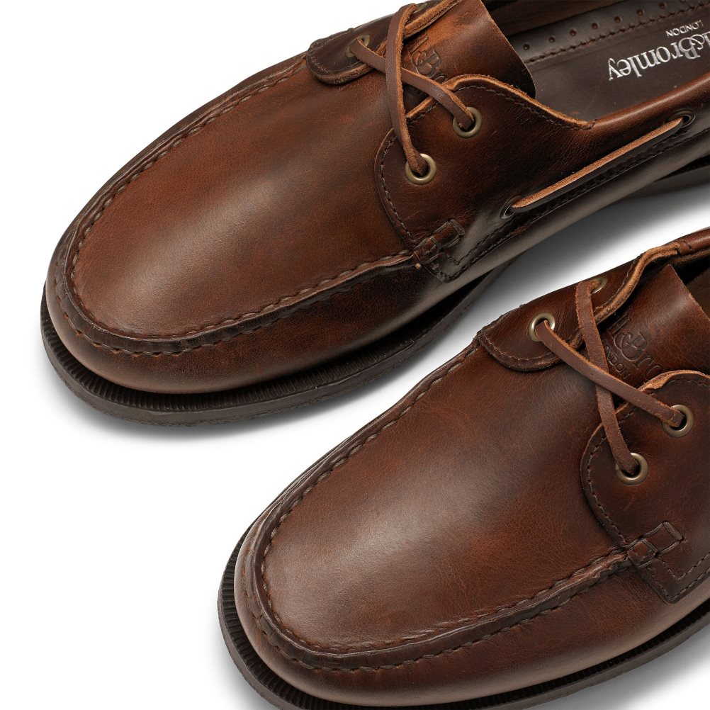 Dark Brown Russell & Bromley Bowline Waxy Leather Deck Men's Casual Shoes | PH-7-IUVS