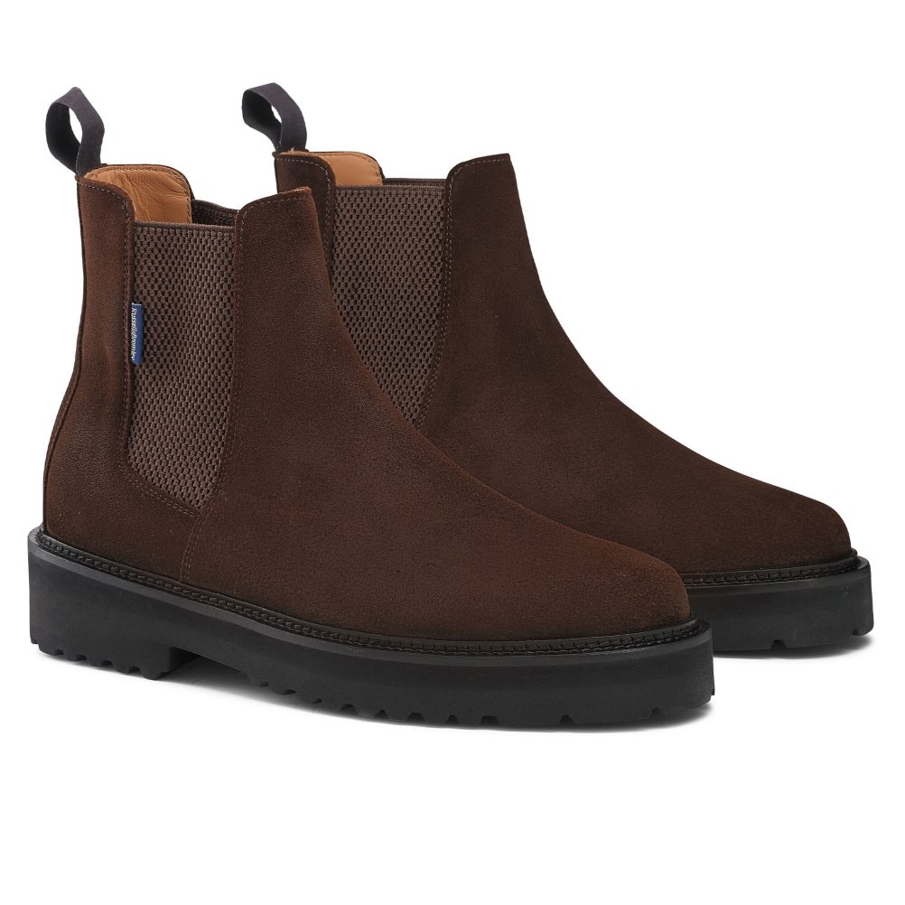 Dark Brown Russell & Bromley Bruton Cleated Sole Men's Chelsea Boots | PH-5-BLIW