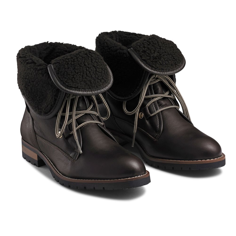 Dark Brown Russell & Bromley Cuddly Faux-wool Hiker Women's Ankle Boots | PH-3-CLQZ