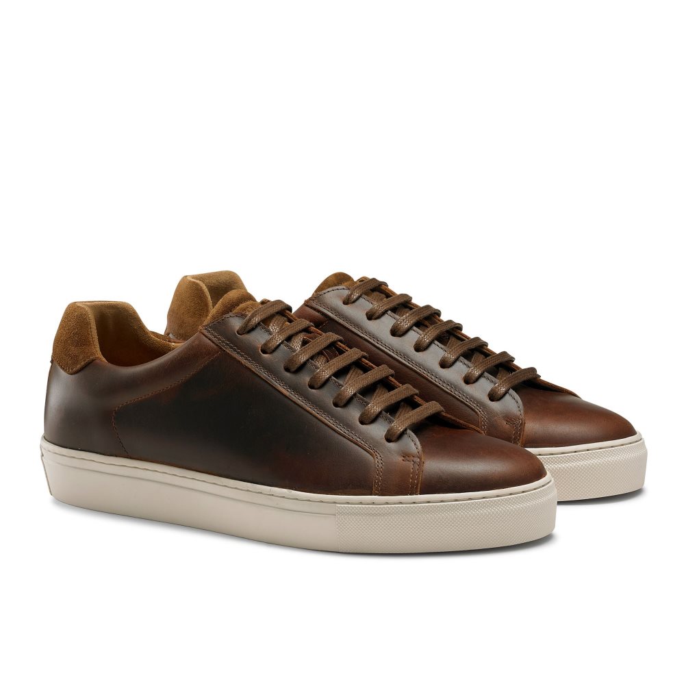 Dark Brown Russell & Bromley Downfield Derby Lace Up Men's Trainers | PH-0-YMSZ