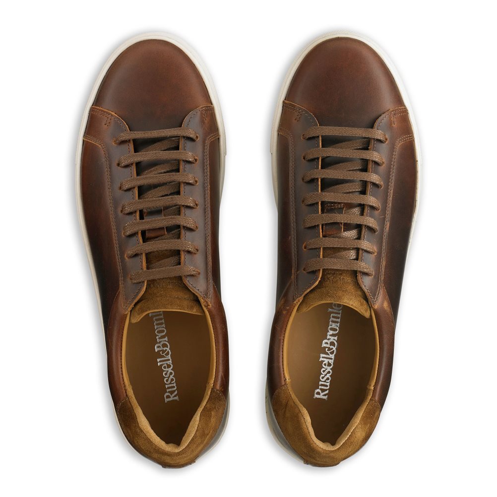 Dark Brown Russell & Bromley Downfield Derby Lace Up Men's Trainers | PH-0-YMSZ