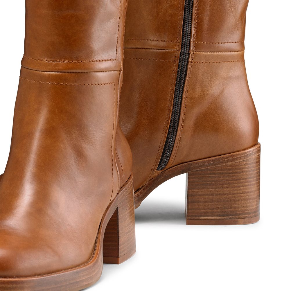 Dark Brown Russell & Bromley Gaucho Block Heel Women's Knee-high Boots | PH-8-OIUA