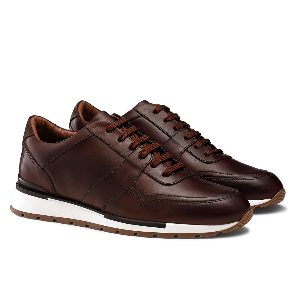 Dark Brown Russell & Bromley Lomond Lace-up Men's Trainers | PH-0-VJEG