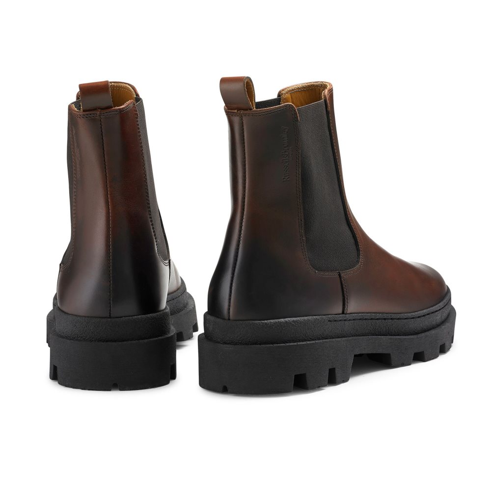 Dark Brown Russell & Bromley Off Grid Chunky Sole Men's Chelsea Boots | PH-9-OXDZ