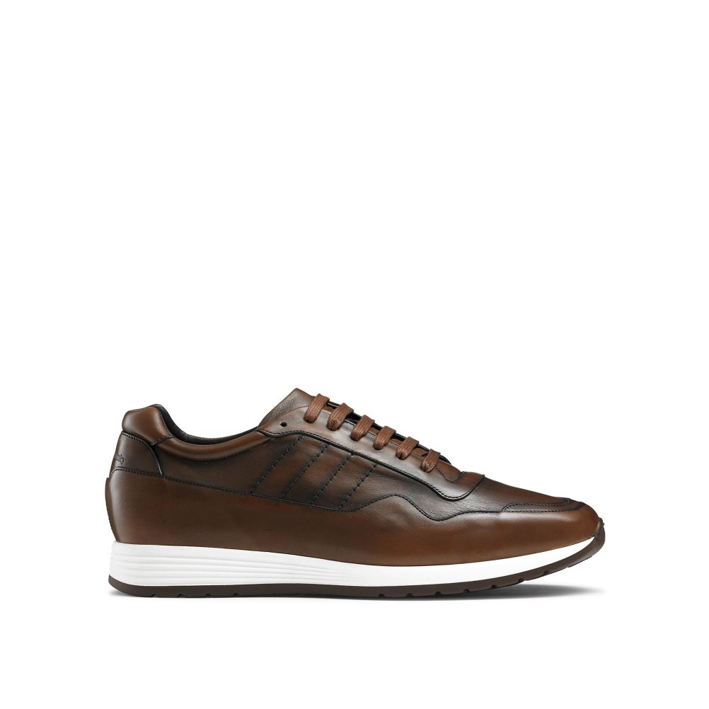 Dark Brown Russell & Bromley Run Time+ Luxury Lace Up Men\'s Trainers | PH-2-HWIK