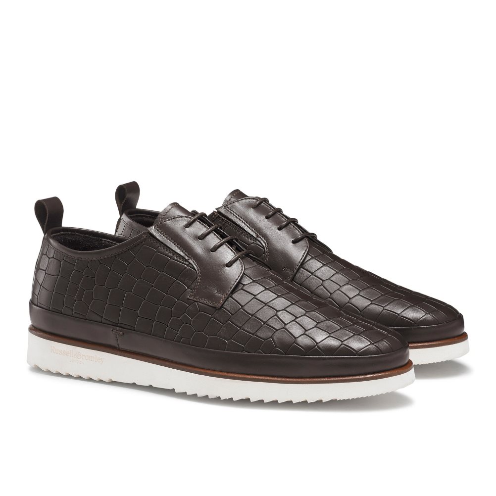 Dark Brown Russell & Bromley San Carlo Derby Lace Hybrid Men's Trainers | PH-6-VFXU