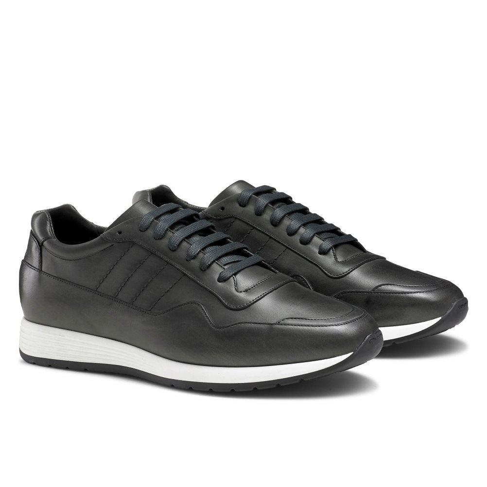 Dark Grey Russell & Bromley Run Time+ Luxury Lace Up Men's Trainers | PH-4-DHWF